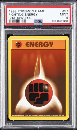 1999 POKEMON BASE SET SHADOWLESS #97 FIGHTING ENERGY PSA 9 - Image 1