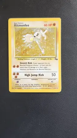 Pokemon TCG Hitmonlee 7/62 Fossil Holo Rare Unlimited English 1999 Ungrade good - Image 1