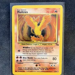 Pokemon TCG Moltres 12/62 Fossil Holo Rare Unlimited English 1999 70 HP - Image 1