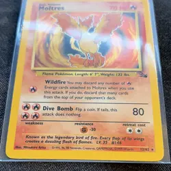 Pokemon TCG Moltres 12/62 Fossil Holo Rare Unlimited English 1999 70 HP - Image 2