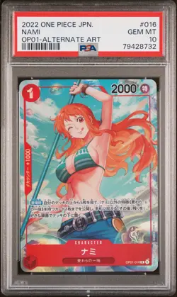 PSA 10 ONE PIECE NAMI JAPANESE 2022 OP01-016 ROMANCE DAWN ALTERNATE ALT ART CARD - Image 1