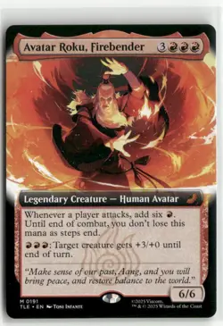Avatar Roku, Firebender Extended Art Avatar The Last Airbender MTG NM - Image 1