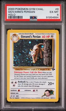 Pokemon TCG Giovanni's Persian 8/132 Gym Challenge Holo Rare Unlimited PSA 6 - Image 1