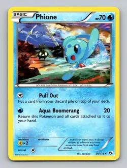 Phione 36/113 Rare Legendary Treasures Pokemon Lightly Played - Image 1