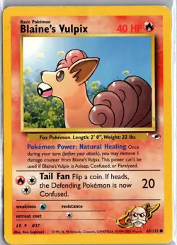 Blaine's Vulpix 65/132 Common Gym Heroes Pokemon Moderately Played - Image 1