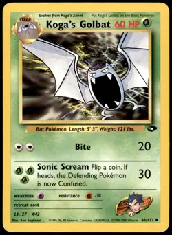 Koga's Golbat 46/132 Uncommon Gym Challenge Pokemon Unlimited Heavily Played - Image 1
