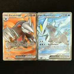 Kyurem & Excadrill EX Pokemon Black Bolt Lot - 157 & 160/086 Ultra Rare Full Art - Image 1
