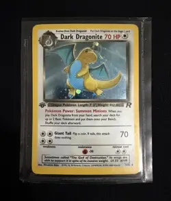 Team Rocket 1st Edition Dark Dragonite Holo Rare 5/82 70HP English 2000 - Image 1