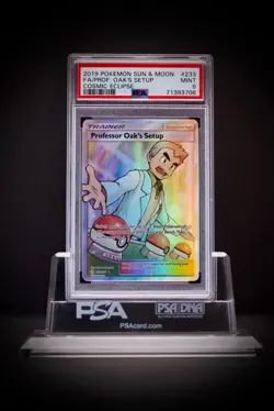 2019 Pokemon SM Cosmic Eclipse Prof. Oak's Setup #233 PSA 9 - Image 1