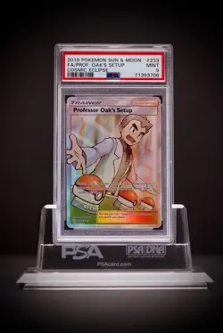 2019 Pokemon SM Cosmic Eclipse Prof. Oak's Setup #233 PSA 9 - Image 3