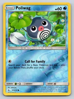 Poliwag 37/214 Common Unbroken Bonds Pokemon Reverse Holo Near Mint - Image 1