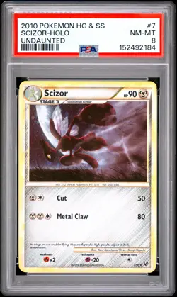 2010 POKEMON HEARTGOLD & SOULSILVER UNDAUNTED #7 SCIZOR-HOLO PSA 8 - Image 1