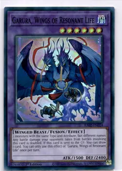 Yugioh Garura, Wings of Resonant Life RA02-EN024 Super Rare 1st Edition NM - Image 1