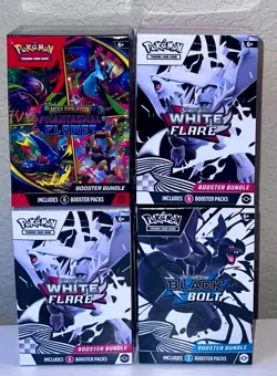 Lot Of 4 Pokemon TCG 2x White Flare, Black Bolt, Phantasmal Booster Bundles - Image 1