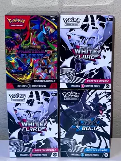 Lot Of 4 Pokemon TCG 2x White Flare, Black Bolt, Phantasmal Booster Bundles - Image 5