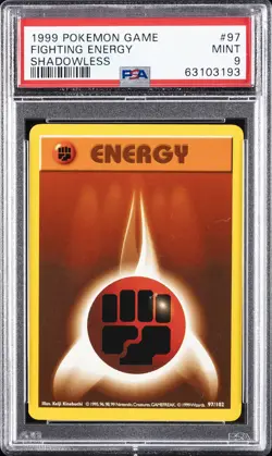 1999 POKEMON BASE SET SHADOWLESS #97 FIGHTING ENERGY PSA 9 - Image 1