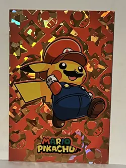 Pokemon Mario Pikachu Shapes Holo Merry Christmas Card Database NM - Image 1