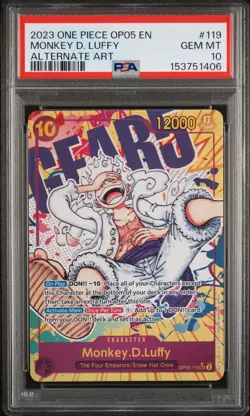 Monkey D. Luffy PSA 10 One Piece OP05-119 Gear 5 Alternate Art English Card 2023 - Image 1