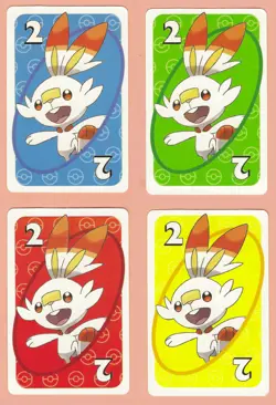 Scorbunny, (2), Lot of 4 Swap Pokemon UNO Cards, 2 ¼" x 3 ½" - NM - Image 1