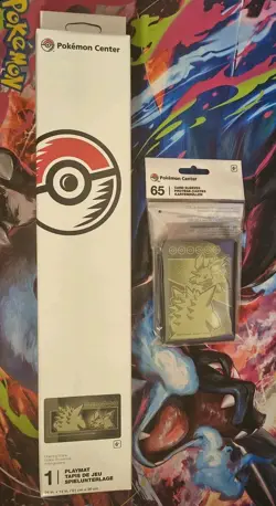 NEW TCG Pokemon Center Exclusive Opening Scene Playmat + Card Sleeves - Image 1
