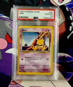 1999 Pokemon Base Set Unlimited #43 Abra Gem Mt PSA 10 - Image 1