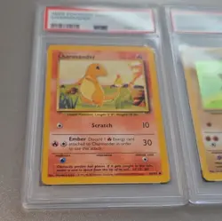Wizards 1999 Pokemon Game 2-Card Lot Charmander #46 Hitmonchan Holo #7 PSA - Image 3