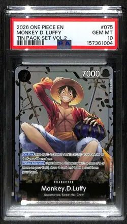 One Piece Monkey.D.Luffy Tin Pack Set Vol. 2 P-075 PSA 10 - Image 1
