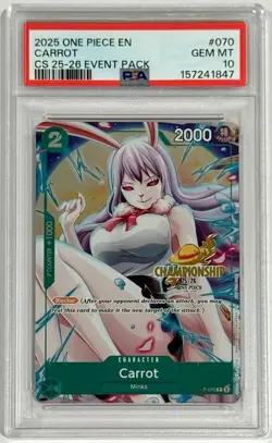 2025 One Piece Carrot P-070 Championship CS 25-26 Event PSA 10 Gem Mint - Image 1
