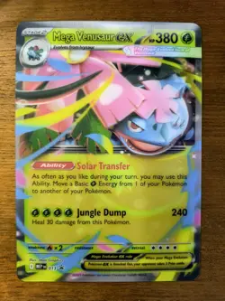 Pokemon TCG Mega Venusaur EX JUMBO MEP013 Lenticular Promo Card & Sticker - Image 1