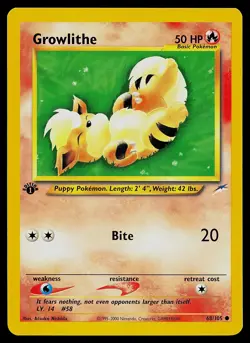 Pokemon Card - Growlithe Neo Destiny 68/105 Common 1st Edition - Image 1