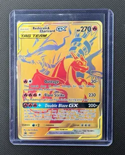 Reshiram & Charizard GX SM247 Sm Holo Gold Card Tag Team Promo - Image 1