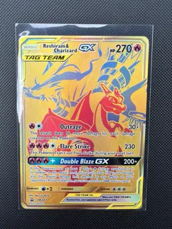 Reshiram & Charizard GX SM247 Sm Holo Gold Card Tag Team Promo - Image 3