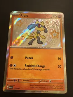 Riolu Shiny Rare Paldean Fates SV 173/091 NM Condition Pokemon Tcg - Image 1