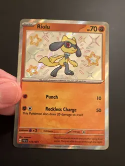 Riolu Shiny Rare Paldean Fates SV 173/091 NM Condition Pokemon Tcg - Image 2