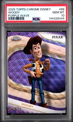 Woody 89 PSA 10 Purple Wave /75 Topps Chrome Disney Topps - Image 1