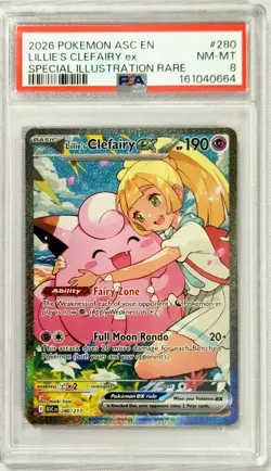 2026 Pokemon TCG Lillies Clefairy 280/217 ex SIR Ascended Heroes PSA 8 NM/MT - Image 1