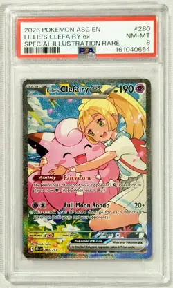 2026 Pokemon TCG Lillies Clefairy 280/217 ex SIR Ascended Heroes PSA 8 NM/MT - Image 2
