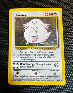 WOTC Pokemon TCG Chansey Base Set Holo Rare 3/102 English 1999 120 HP - Image 1