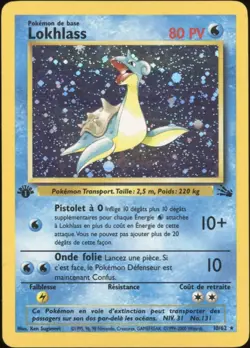 2000 Pokemon FRENCH 1st Edition Fossil Lokhlass-Lapras Holo 10/62 VG - Image 1