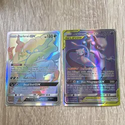 Pokemon mewtwoy mew gx ps 270 and Darkrai GX Secret 158/147 Burning Shadows Rain - Image 1