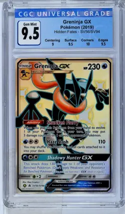 2019 POKEMON HIDDEN FATES #SV56/SV94 GRENINJA GX CGC 9.5 - Image 1
