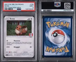 2021 Pokemon IDN SM Promo Eevee KFC Chaki Kids Meal #186 PSA 9 Mint - Image 3