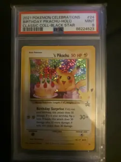 2021 Pokemon Pikachu Birthday Celebrations Classic Collection Black Star PSA 9 - Image 1