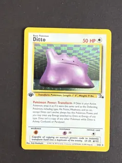 Pokemon Ditto 3/62 Fossil 1st Edition Holo MP - Image 1