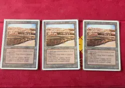 x3 Magic the Gathering - Strip Mine - 4th Edition MTG lightly played. - Image 1
