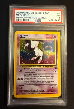2000 POKEMON PROMO BLACK STAR POKEMON LEAGUE #9 MEW-HOLO PSA 7 - Image 1
