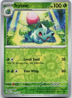 Ivysaur 002/165 Uncommon 151 Pokemon Reverse Holo Near Mint - Image 1