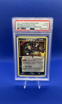 2021 Pokemon SWSH Celebrations Greninja Gold Star BSP #144 PSA 8 - Image 1