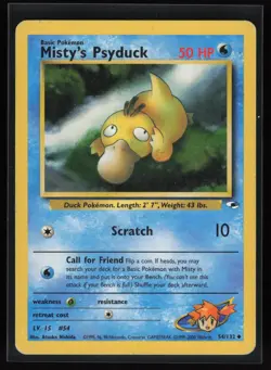 Misty's Psyduck Uncommon Gym Heroes 54/132 Heavily Played - Image 1