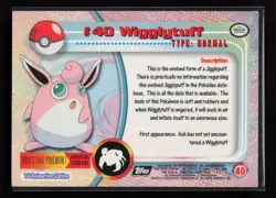 1999 Topps Pokemon TV Animation Edition Series 1 #40 Wigglytuff - Image 2